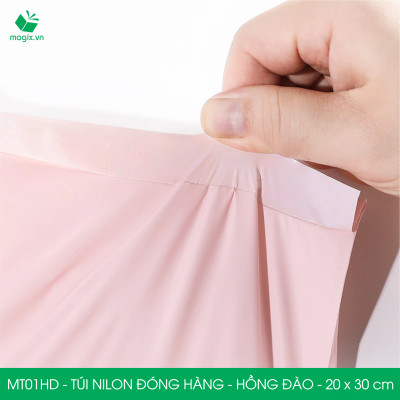 MT21HD - 32x45 cm - Túi nilon gói hàng - 300 túi niêm phong đóng hàng màu hồng đào