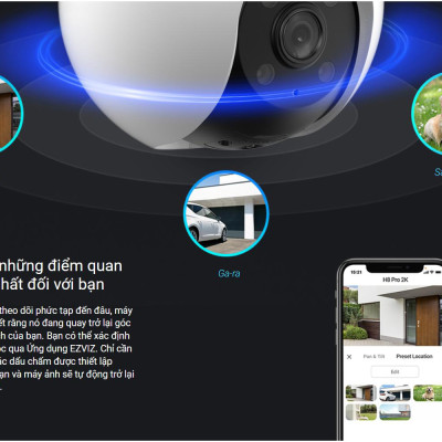 Camera WiFi EZVIZ H8 3K - Độ Phân Giải 5MP, Bao Phủ Toàn Cảnh 360 Độ, Phát Hiện Con Người, Đàm Thoại 2 Chiều - HÀNG CHÍNH HÃNG