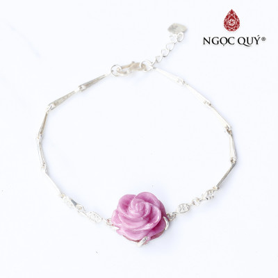 Vòng lắc bạc phối hoa mẫu đơn ruby hồng ngọc mệnh hỏa, thổ - Ngọc Quý Gemstones