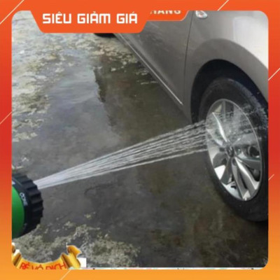 Vòi xịt rửa xe,Vòi phun nước tưới cây tăng áp thông minh 8 chế độ 815576 (cút vàng,nối xanh - dây xanh)
