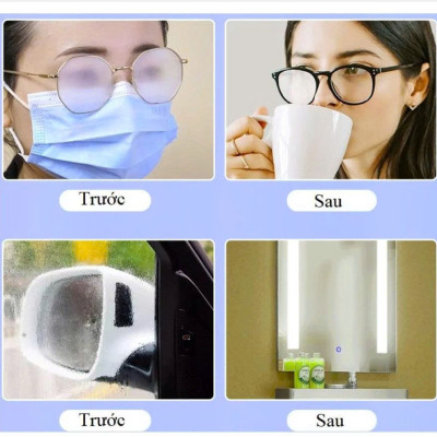 Hộp 100 khăn làm ngăn hơi đọng nước kính, khăn giấy lau nano lau sạch bụi, hơi nước, mờ sương bề mặt kính