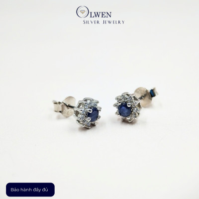 Đôi Bông Tai Nữ Bạc 925 Olwen Đính Đá Phong Thủy Sapphire