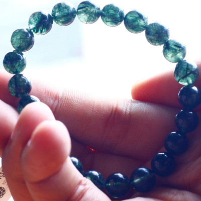 Vòng tay đá thạch anh tóc xanh mệnh hỏa, mộc - Ngọc Quý Gemstones