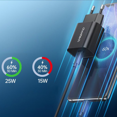 Adapter Củ Sạc Nhanh Type C 25W PPS PD3.0 CHOETECH PD6003 Sạc Nhanh iPhone, iPad Samsung, Vivo, Xiaomi, Oppo - Hàng Chính Hãng