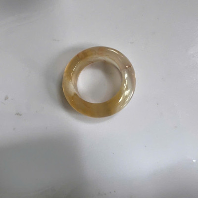 Nhẫn Nữ mới Đá Mã Não Bông Bông Vàng Tươi Trắng Bóng Đẹp Ni 16mm Cao 7mm Dầy 4mm Chị em Nữ mệnh Kim mệnh Thủy mệnh Thổ đeo lên tay xinh xắn may mắn ạ