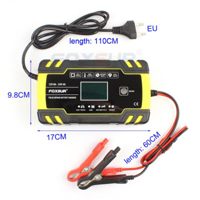 Sạc bình ắc quy 12V 24V 3Ah - 150Ah FOXSUR tự ngắt khi đầy chức năng bảo dưỡng phục hồi ắc quy bằng khử sunfat