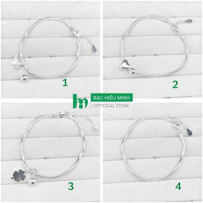 Lắc Tay Nữ Bạc Ta Nguyên Chất S99 Dây Mì Mix Charm Chính Hãng BẠC HIỂU MINH LTU615
