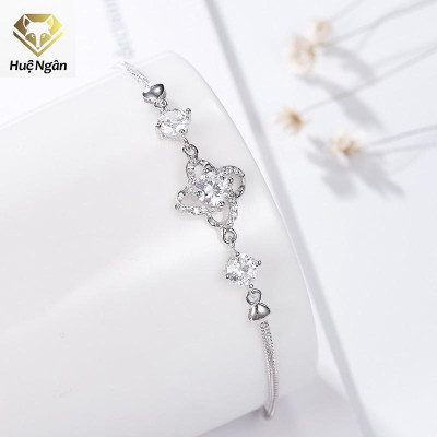 Lắc tay bạc Ý S925 Huệ Ngân - Cỏ bốn lá may mắn dây hộp RYB140087
