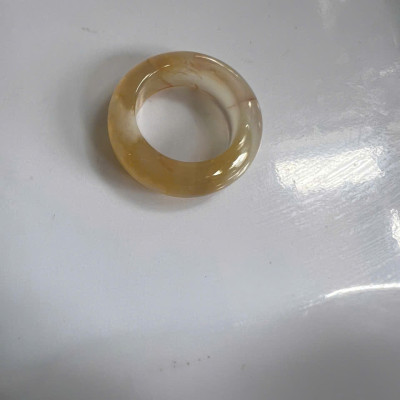 Nhẫn Nữ mới Đá Mã Não Bông Bông Vàng Tươi Trắng Bóng Đẹp Ni 16mm Cao 7mm Dầy 4mm Chị em Nữ mệnh Kim mệnh Thủy mệnh Thổ đeo lên tay xinh xắn may mắn ạ