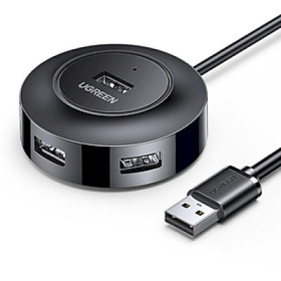Ugreen 30254 Bộ chia USB 0.5M 4 cổng USB 2.0 có đèn LED màu đen CR106 Hàng chính hãng