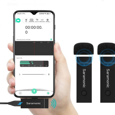 Micro thu âm Saramonic Blink Go-U2 Kit - Thiết bị ghi âm kết nối đa hướng hỗ trợ cổng cắm USB-C tương thích điện thoại, máy tính - Hàng nhập khẩu