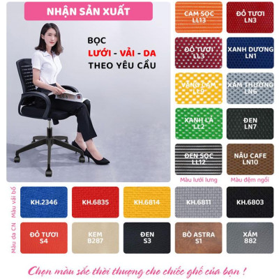 Ghế xoay văn phòng lưng trung rời bọc da SMLIFE Mendel