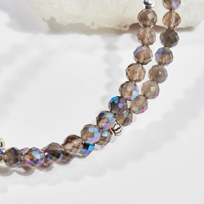 Vòng chuỗi hạt đeo tay 2 line nữ đá labradorite mài giác 5mm mệnh thủy , kim - Ngọc Quý Gemstones