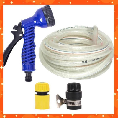 Bộ dây tăng áp 3 lần vòi xịt nước rửa xe, tưới cây loại 15m (cút nhựa nối nhựa đen 713-2) 206843