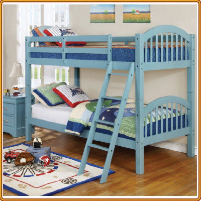 Giường 2 tầng Tundo màu xanh chân chống đất