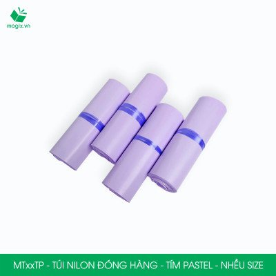 Combo 100 túi nilon gói hàng - túi niêm phong đóng hàng màu tím pastel - NHIỀU KÍCH THƯỚC