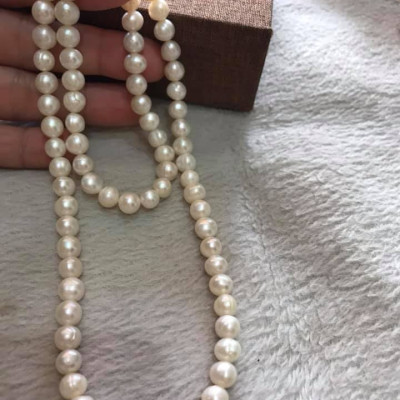 SỢI DÂY CHUỖI NGỌC TRAI DÀI 25CM MÀU TRẮNG XINH GỒM 78 HẠT SIZE HẠT NGỌC TRAI HƠN 7MM 