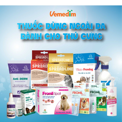 Thuốc nhỏ tai phòng trị viêm tai ngoài cho chó, mèo chai 10ml, sản phẩm Vemedim