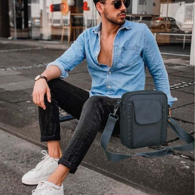 Túi Đeo Chéo Nam Thời Trang Vải Bố Canvas Cao Cấp Dạng Hộp Chống Thấm Nước, Du Lịch, Đi Học, Đi Chơi