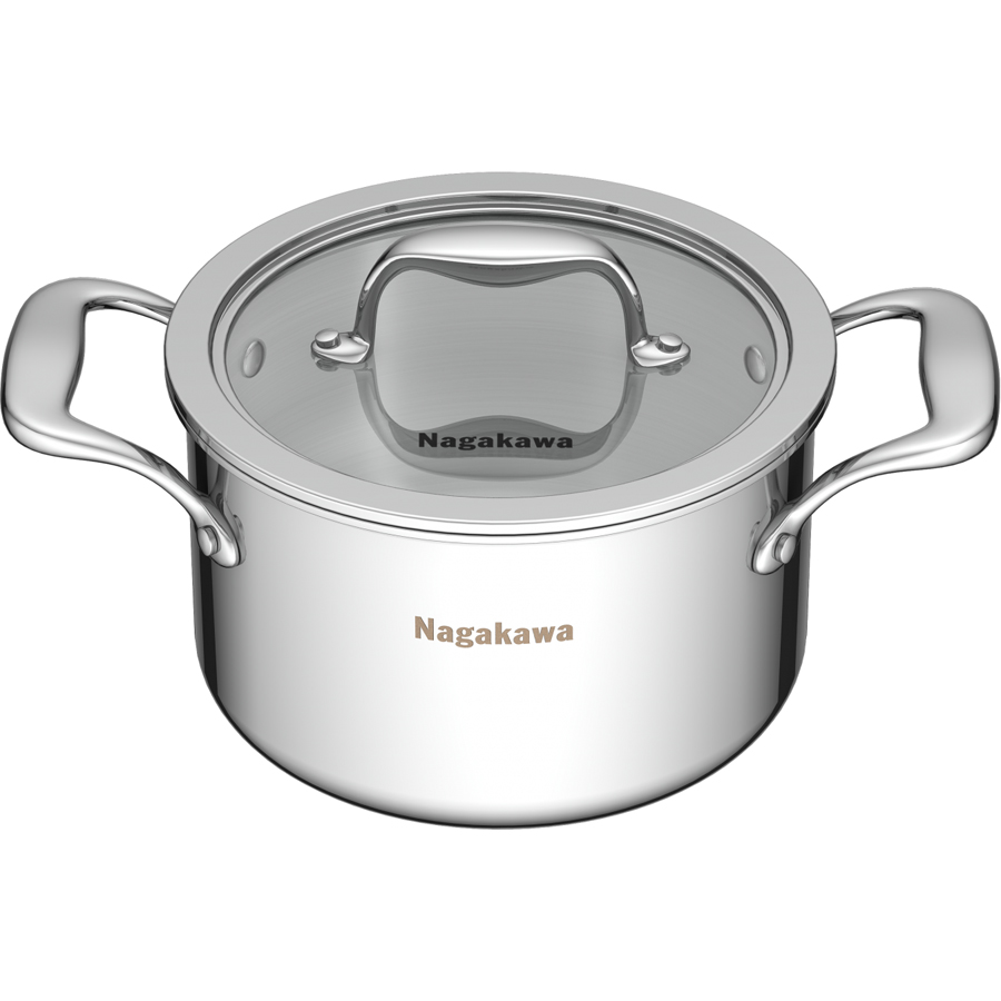 Bộ 3 nồi inox Nagakawa Natsu NAG1356 (16cm, 20cm, 24cm) - Dùng trên mọi loại bếp