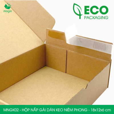 MNGK02 - 18x12x6cm - COMBO 60 HỘP CARTON NẮP GÀI HÔNG CÓ KEO NIÊM PHONG - THÙNG HỘP CARTON ĐÓNG HÀNG