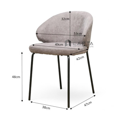 Ghế tiếp khách văn phòng nệm vải bố ECO 25A-F Ghế phòng ăn nhà hàng cafe chân sắt sơn tĩnh điện Dining Chairs