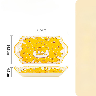 Bán lẻ Bộ Bát Đĩa Thương Hiệu Gosu họa tiết Gấu vàng Honey đáng yêu, chất men sáng bóng
