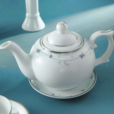 Bộ ấm trà bắng sứ Long Phương, Bộ ấm bầu 2 hoa dây