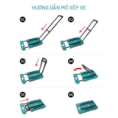 Xe Đẩy Gấp Gọn Đa Năng Xe Kéo Đi Chợ 6 Bánh