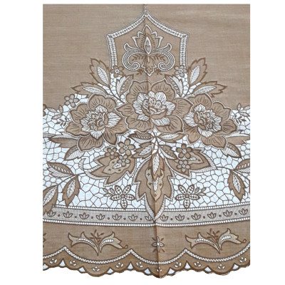KHĂN TRẢI BÀN PAULEE FY116 TRÒN - ĐƯỜNG KÍNH 178 CM- HOA VĂN - MÀU NÂU - KHÔNG THẤM NƯỚC.