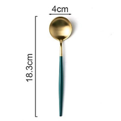 ĐŨA - SÚP - NĨA INOX CAO CẤP KHÔNG MÒN | SET THÌA NĨA INOX PHONG CÁCH TÂN CỔ ĐIỂN HOME LUXURY DECOR XANH TRẮNG