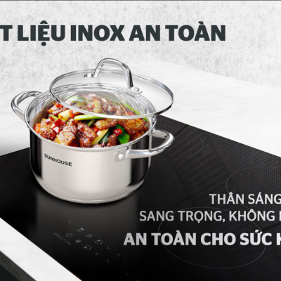 Bộ Nồi Inox 5 Đáy SUNHOUSE SHG517 - Hàng Chính Hãng