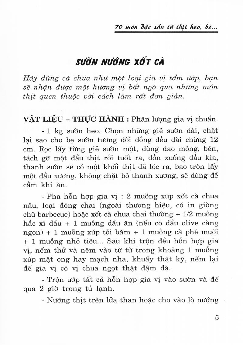 70 Món Đặc Sản Từ Thịt Heo, Bò (Tái Bản)