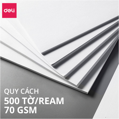 500 Tờ Giấy A4 Deli Giấy In Photo Cao Cấp Chính Hãng Loại Dày - Giấy Vẽ Chống Lóa Mỏi Mắt