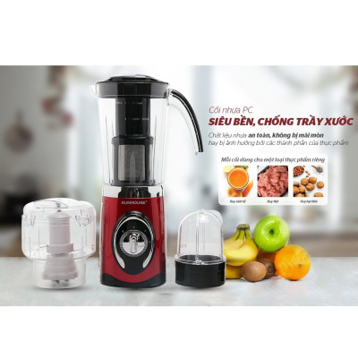 Máy Xay Sinh Tố 3 Cối Sunhouse SHD5322 (1.25L) - Đỏ - Hàng chính hãng