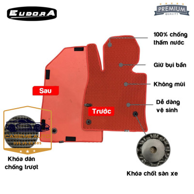 [TOYOTA YARIS] Thảm Trải Sàn, Lót Sàn Ô Tô Cao Su Eudora CloudFoam Thiết Kế Theo Xe Dành Cho Xe TOYOTA YARIS, Chống Nước, Không Mùi, Ngăn Bụi Bẩn, Dễ Vệ Sinh - Hàng Chính Hãng