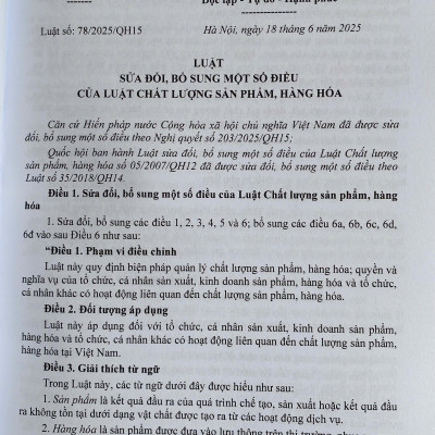  Luật Chất Lượng Sản Phẩm, Hàng Hoá ( Sửa Đổi, Bổ Sung Năm 2025 ) Văn Bản Quy Định Chi Tiết Thi Hành