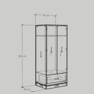 [Happy Home Furniture] SALY , Tủ treo quần áo tiện dụng,  76cm x 56cm x 180cm ( DxRxC), TCM_009