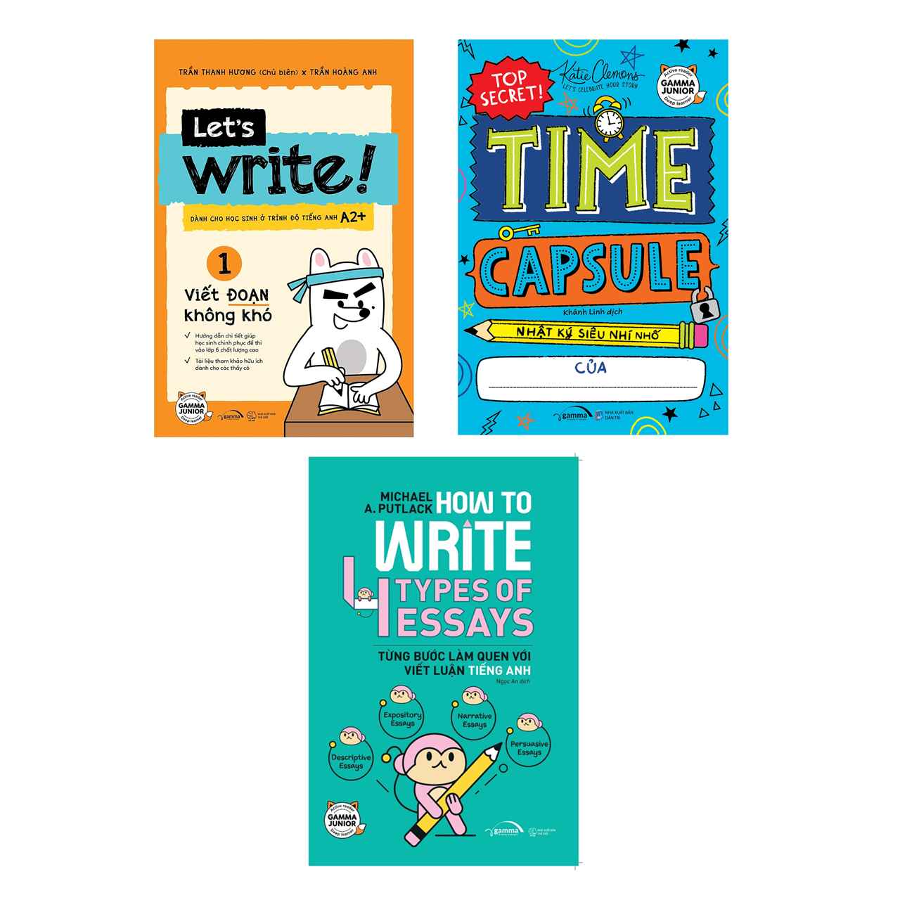 Combo: Let’s Write! – Viết Đoạn Không Khó (Tập 1 – Cơ Bản) + Time Capsule - Nhật Ký Siêu Nhí Nhố Của... + How To Write 4 Types Of Essays - Từng Bước Làm Quen Với Viết Luận Tiếng Anh