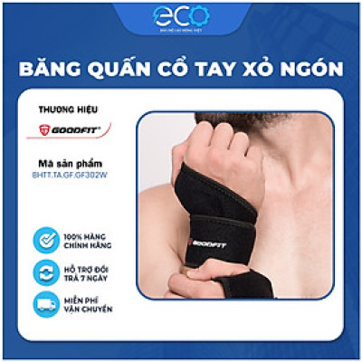 Băng quấn cổ tay xỏ ngón GoodFit GF302W dùng tập gym, tập boxing vải đục lỗ thoáng khi, đệm xốp êm ái