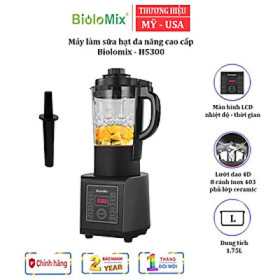 Máy làm sữa hạt (đậu nành, đậu xanh, hạnh nhân, gạo lức…) đa năng nhãn hiệu Biolomix H5300 có 8 chức năng nấu đa dạng - HÀNG NHẬP KHẨU