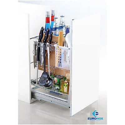 Giá dao thớt chai lọ đa năng nan vuông Multi-Purpose Square-bar Spice Rack w/Knife & Cutting Board Holder