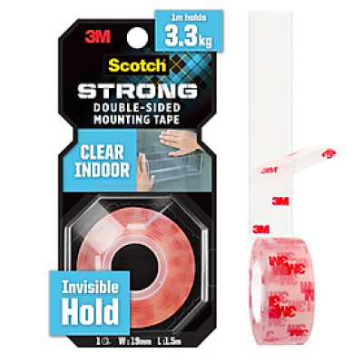 Băng dính hai mặt siêu dính trong suốt 3M SCOTCH 410-S19, 19 mm x 1.5 m, 19mm x 4m