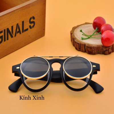 Kính râm Mắt Tròn Thầy Bói 2in1 Thời Trang