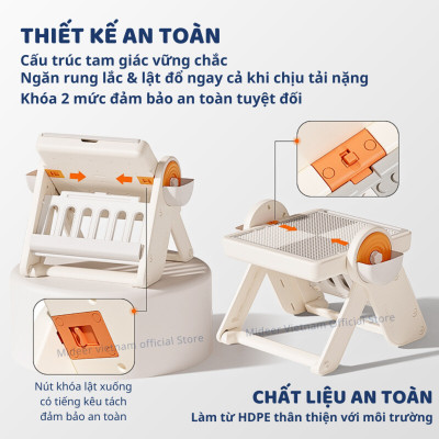 Bàn đồ chơi gấp gọn đa năng kèm bảng nam châm và ghế ngồi Mideer Multifunctional Block Table