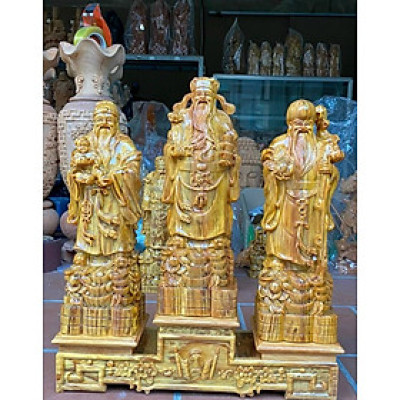Conbo bộ tượng phật tam đa phúc lộc thọ kt cao 30cm+kệ chân đế cùng bằng gỗ huyết long cực đẹp