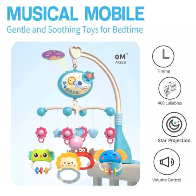 Đồ Chơi Treo Nôi Cũi, Xe Đẩy Cho Bé, Tự Động Xoay 360 Độ Và Phát Nhạc Ru Cho Bé Ngủ Ngon - Hàng Nhập Khẩu