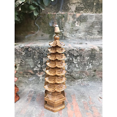 Thác khói xông trầm bằng gỗ bách xanh thơm nức liền khối kt cao 30×9×9cm