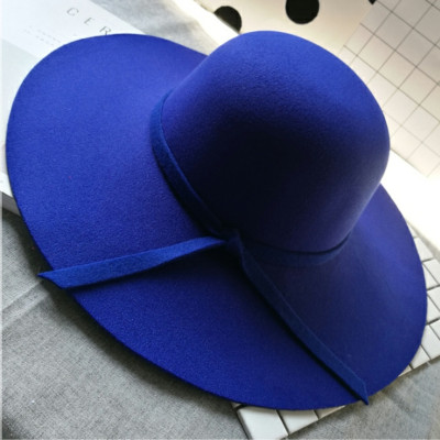 Nón vành rộng mũ rộng vành đi biển chống nắng nữ fedora màu xanh nỉ thời trang Hàn Quốc dona22030803