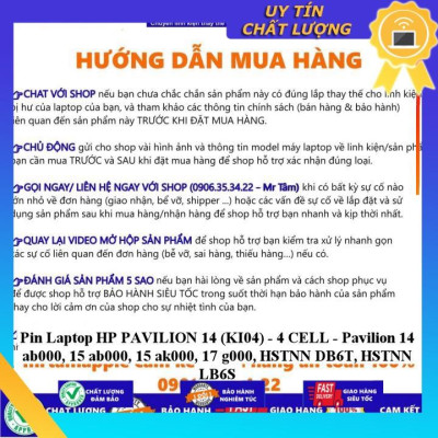 Pin dùng cho Laptop HP PAVILION 14 (KI04) Pavilion 14 ab000, 15 ab000 15 ak000 17 g000 HSTNN DB6T HSTNN LB6S - Hàng Nhập Khẩu MIBAT666
